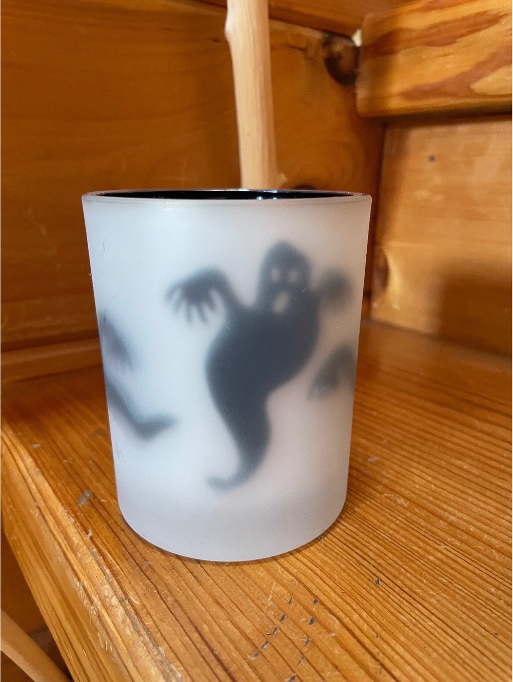 Frosted ghost glass candle holder